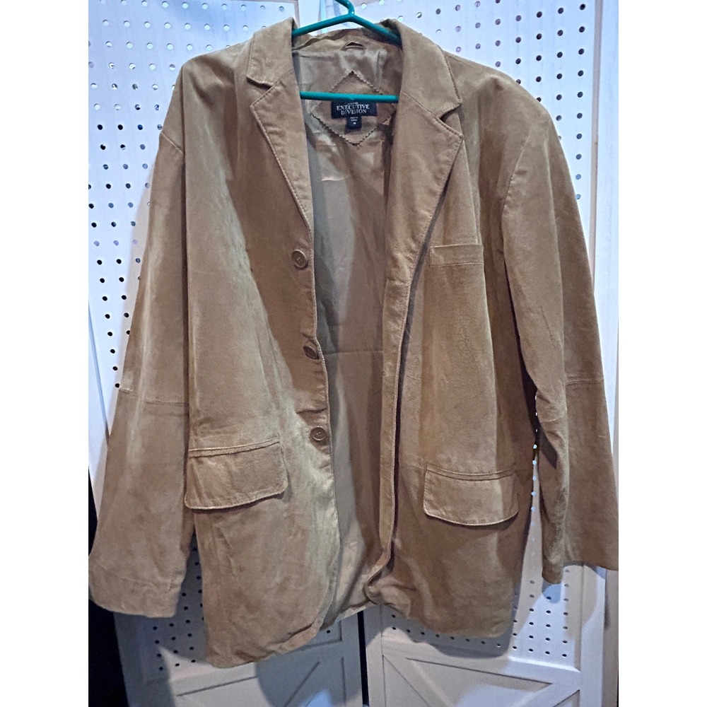3/$45 Vintage Executive Division Harand Suede Blazer Jacket Button Front Tan‎ M